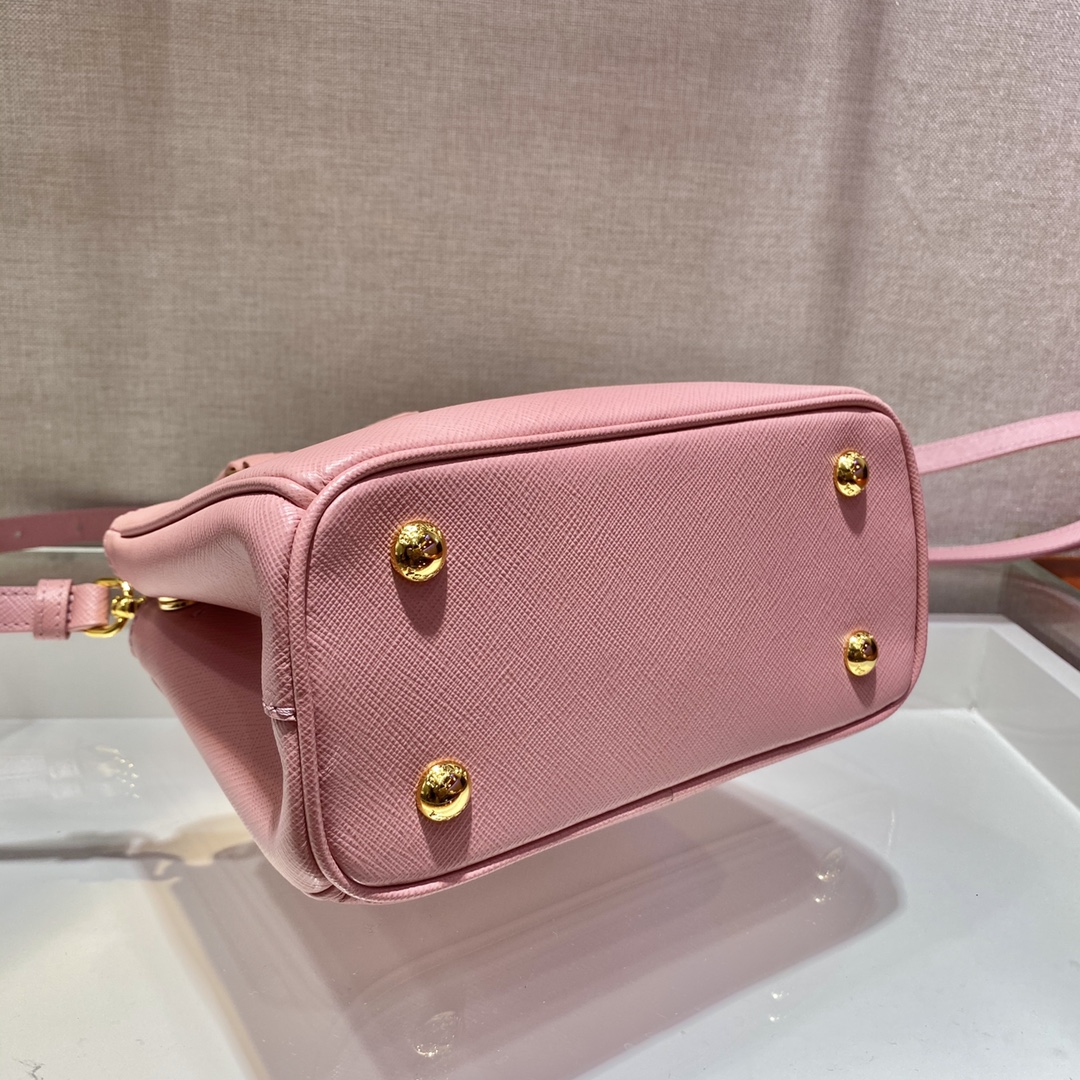 Prada Mini Galleria Saffiano Leather Bag Tote Shoulder Bag Pink 1BA906